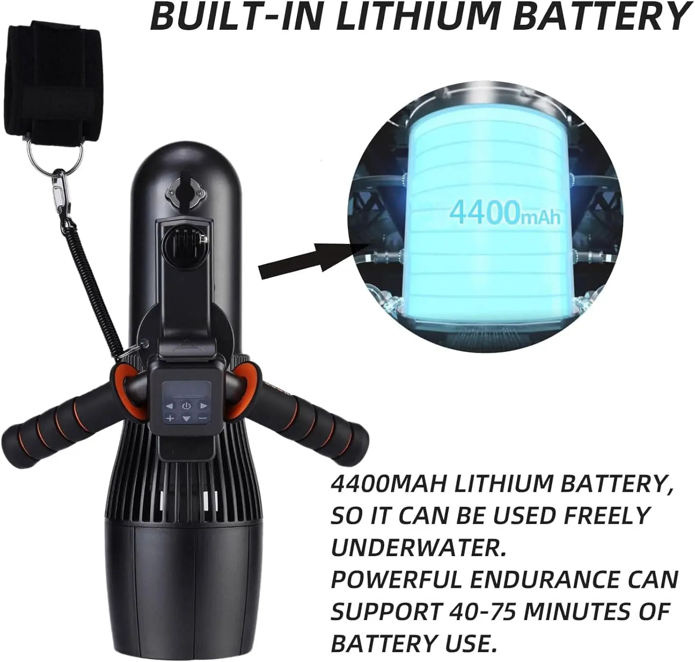 500W Electric Underwater Scooter,40M Free Diving Snorkeling Sea Scooter, Brushless Motor 60mins Removable Battery Water Scooter
