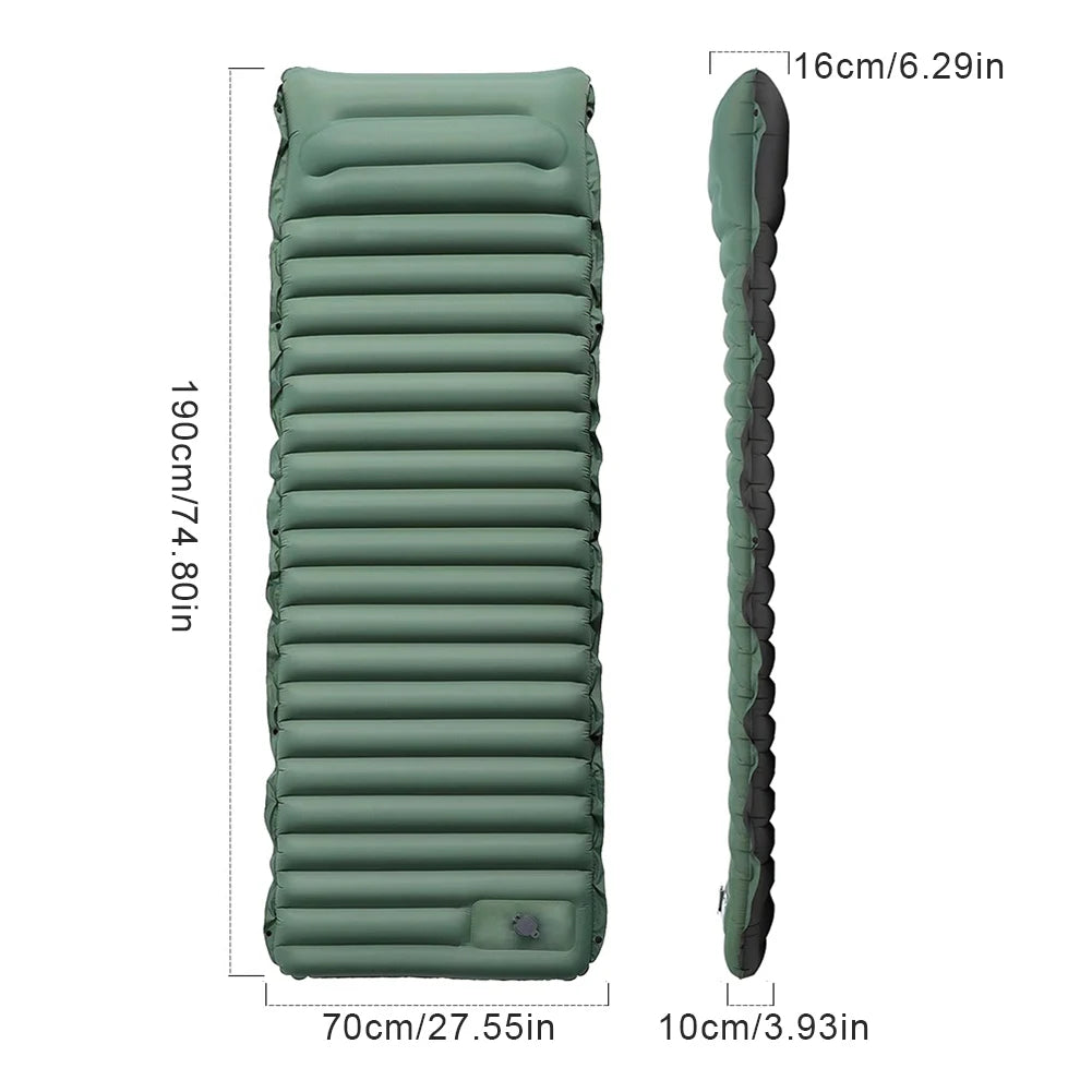 10cm Self-Inflating Sleeping Mat with Foot Pump & Pillow Ultralight Camping Mat Waterproof Camping Air Mattress for Outdoor Use