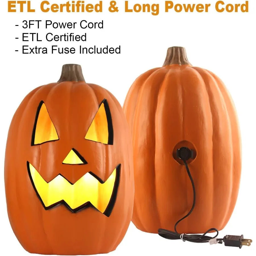 Halloween Jack o Lanterns Light Up Pumpkin Decorations with LED Bulb for Indoor and Outdoor Use 16in Large Lighted Pumpkin Deco