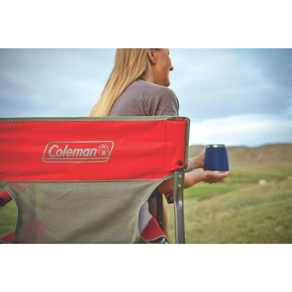Mesh-Backed Folding Camping Chair with Cooling Feature, Portable Outdoor Seat Supporting Up to 300lbs