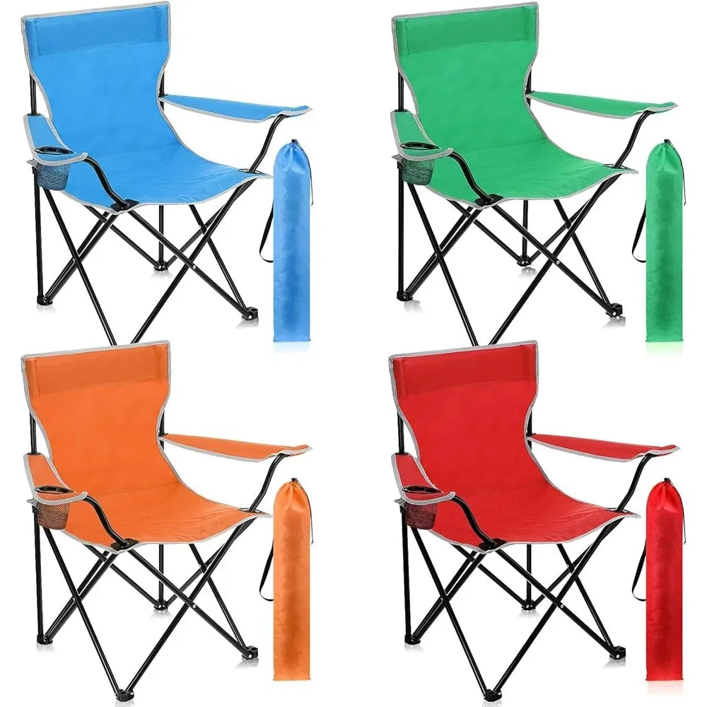 Folding Camping Chairs with Cupholder Portable Lightweight Collapsible Lawn Chairs with Carry Bag Mesh Side Pocket Outdoor