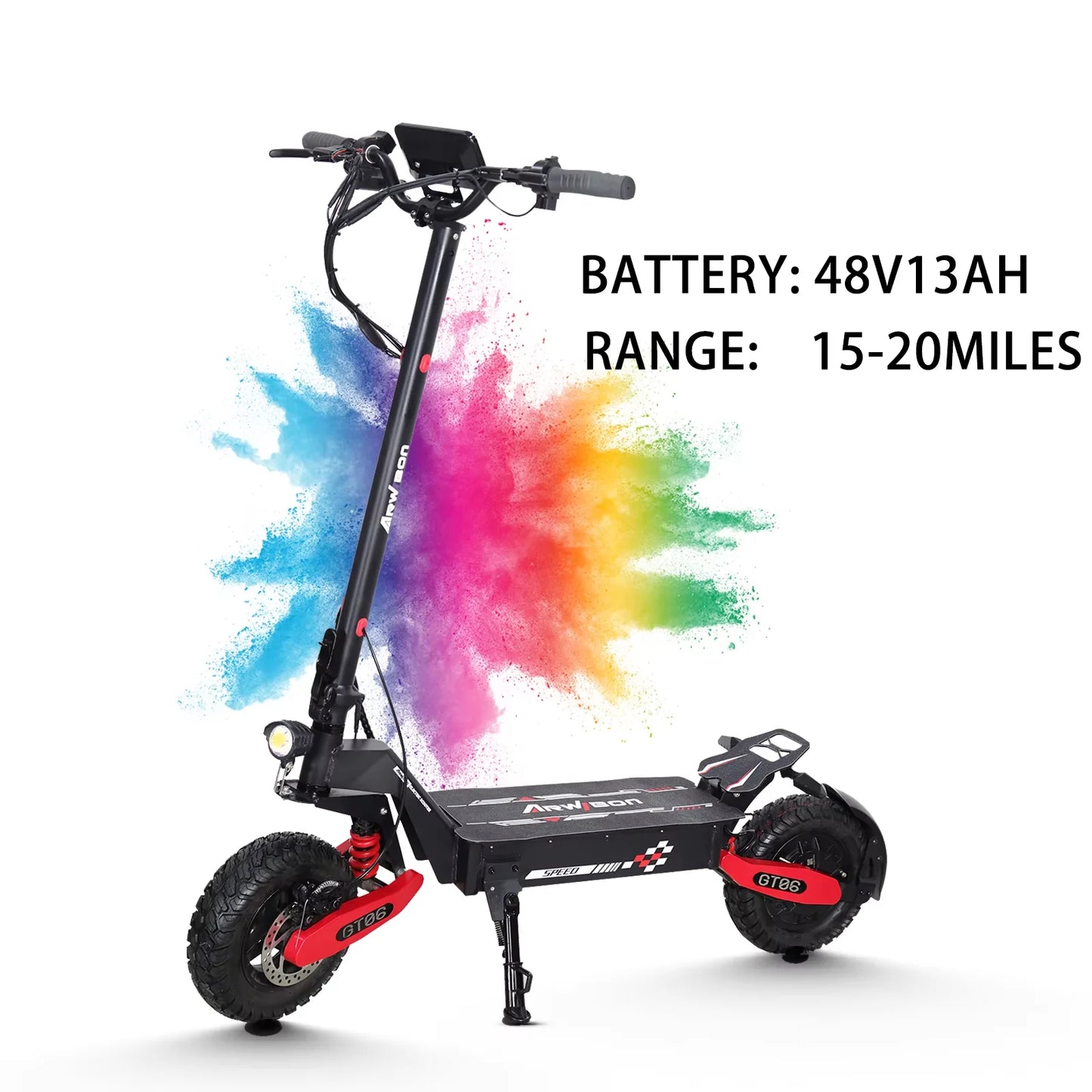 Arwibon GT06 1200W Adult Electric Foldable Commuter EScooter,Speed up to 30MPH,48V /13/23.4AH,11" Off-Road Tires,F/R Disc Brakes