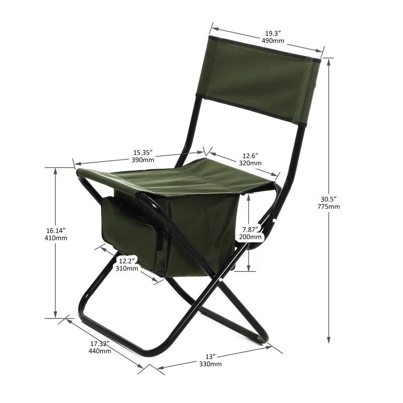 2 Piece Folding With Storage Bag Portable Chair For Indoor Outdoor Camping Picnics And Fishing Anti Slip Feet Versatile Use