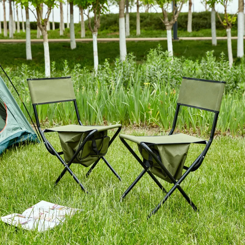 2 Piece Folding With Storage Bag Portable Chair For Indoor Outdoor Camping Picnics And Fishing Anti Slip Feet Versatile Use