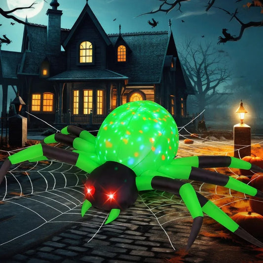 9FT Width Outdoor Halloween Inflatable Decoration with Builtin LED Lights for Yard Garden Party Lawn Decorations in Green Color