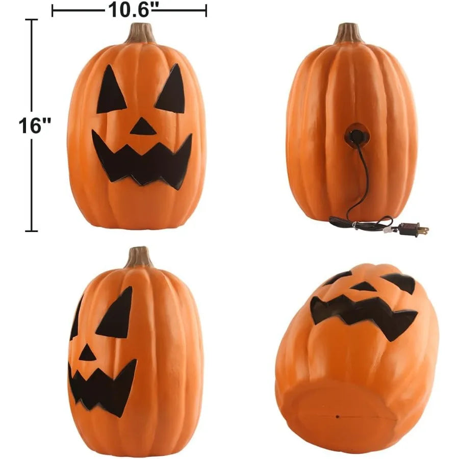 Halloween Jack o Lanterns Light Up Pumpkin Decorations with LED Bulb for Indoor and Outdoor Use 16in Large Lighted Pumpkin Deco