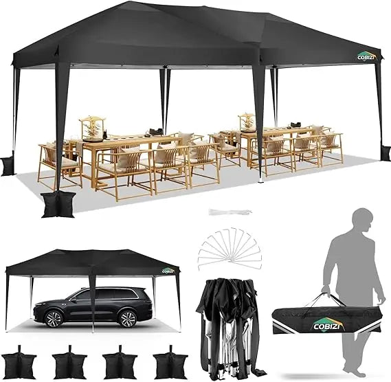 Canopy 10x20 Pop Up Canopy Tent 10x20ft Waterproof Easy Up Tents for Parties Wedding Outdoor Commercial Event Gazebo Portable I