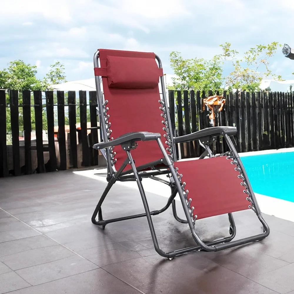 Outdoor Folding Recliner Chair for Camping, Lawn, Patio, and Pool - Zero Gravity, Portable, Adjustable for Adults