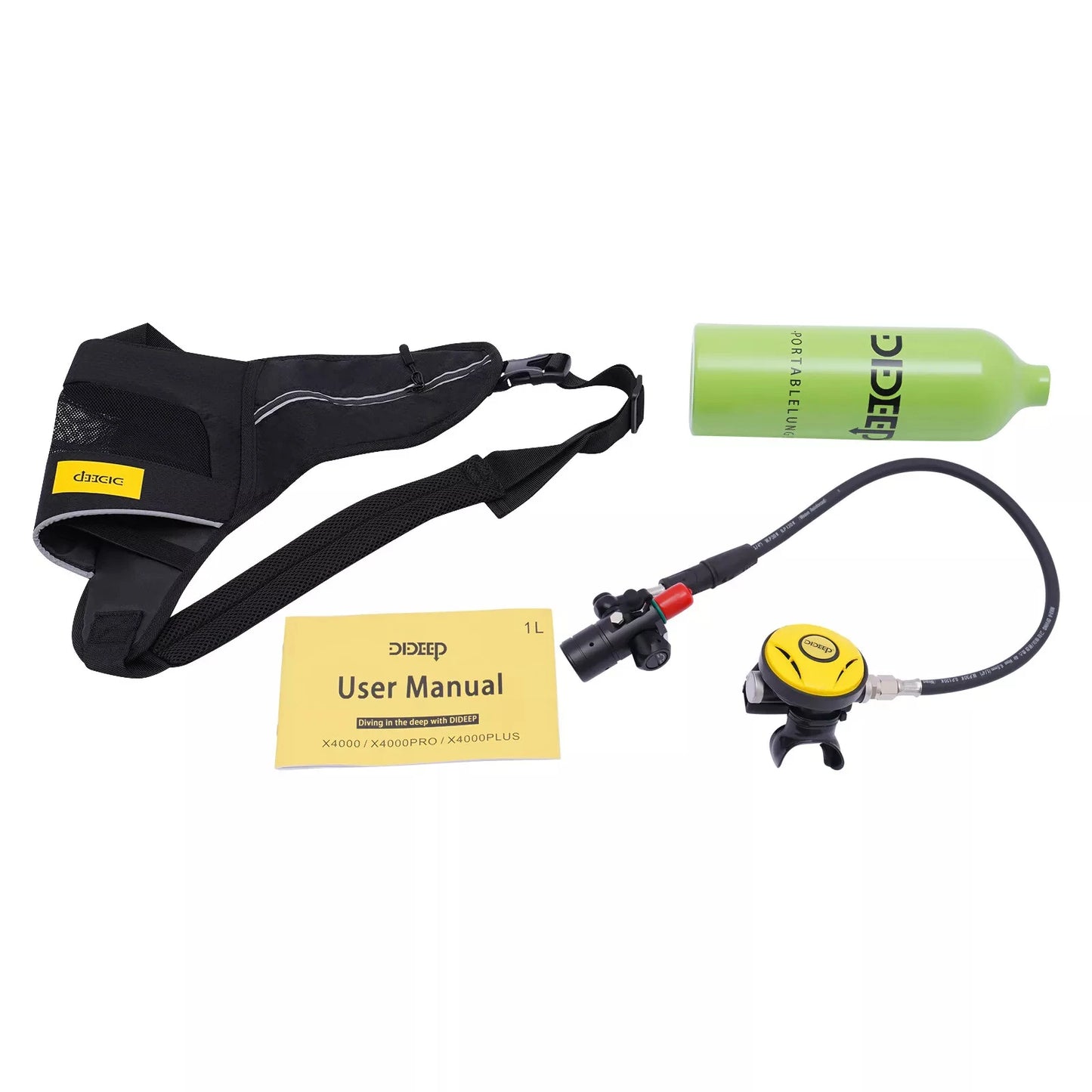 1L Portable Diving Oxygen Cylinder + Strap Set, Underwater Rebreather Mini Oxygen Cylinder for Snorkeling/Scuba Diving