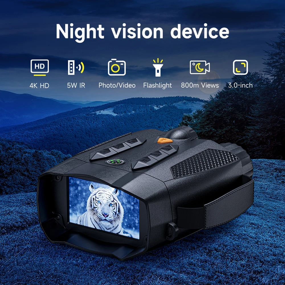 Infrared Night Vision Telescope Camera 800M Night Range 10 X Digital Zoom 3inch IPS Screen for Saving Camping Photos and Videos