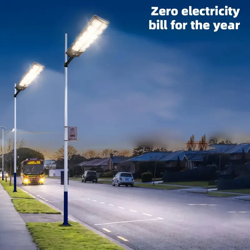 1Pc Ip65 Waterproof Solar Street Light Outdoor 6500K 100000Lm High Brightness 504 Led Solar Parking Lot Light, with Foldable Bracket Solar Flood Light (Wide Angle Motion Sensor Remote Control), for Commercial Area Lighting, C