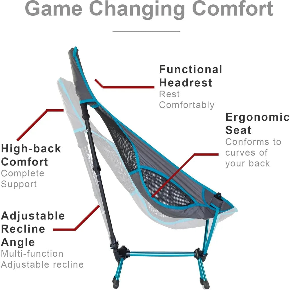 TrekChair V2 Highback Backpacking Chair | 2-in-1 Trekking Pole and Camp Chair System | Extra Large and Wide with Headrest | Ultr