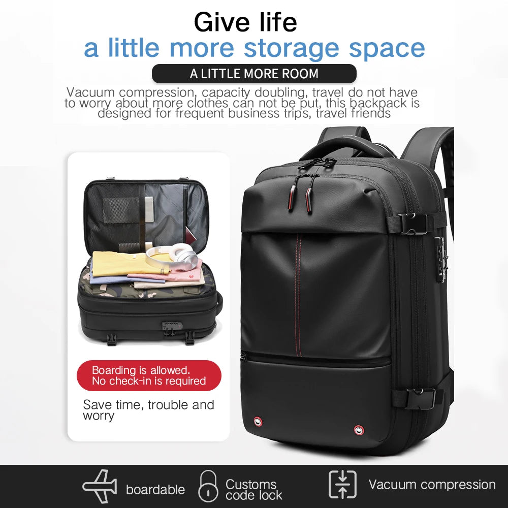 Men Travel Backpack vacuum compression 17 inch Laptop Backpack Business Large Capacity school Backpack Expanded Hiking backpack