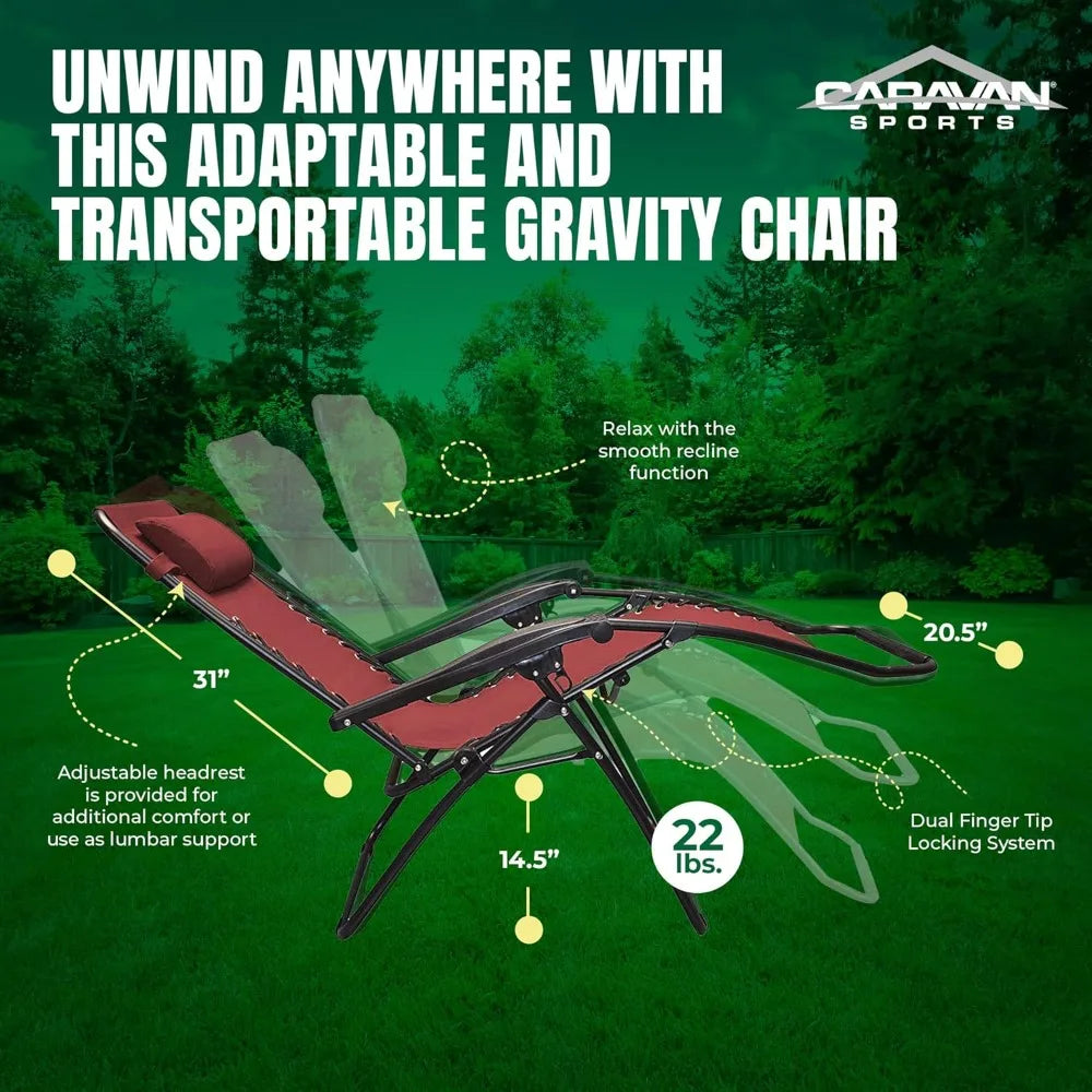 Outdoor Folding Recliner Chair for Camping, Lawn, Patio, and Pool - Zero Gravity, Portable, Adjustable for Adults