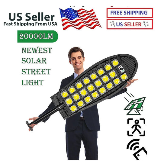 Commercial 9900000LM Solar LED Light Outdoor Dusk To Dawn Street Road Area Lamps