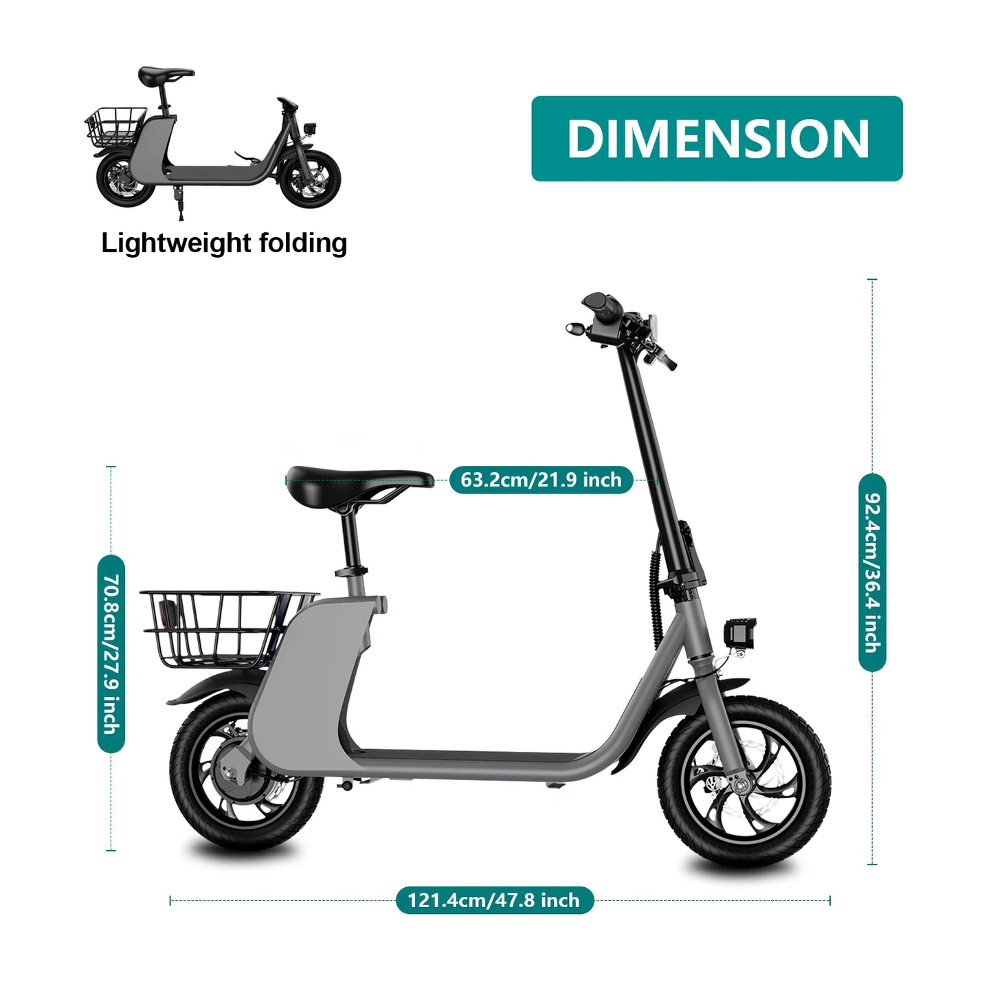 500W carbon steel electric front and rear dual disc brake bicycle for urban commuting with basket, adult electric bicycle