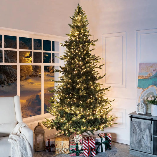9ft Nordic Christmas Tree, 2106 Branch Tips, 1100 Warm Lights, Metal Stand