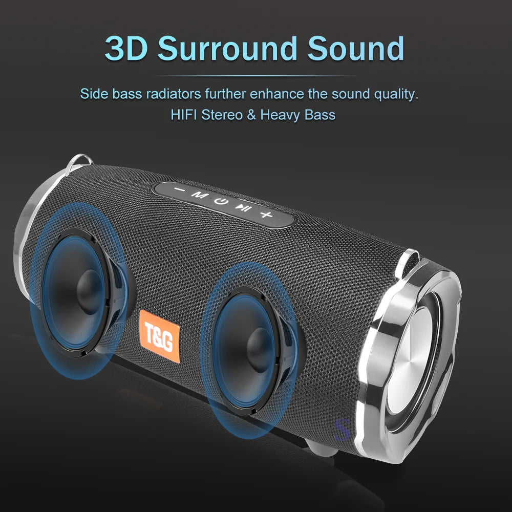 High Power Wireless Portable Speaker Waterproof Column For PC Bluetooth-compatible Speaker Subwoofer Boom Box Music Center TG187