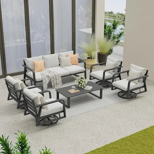 RPD4-Qoutdoor furniture 5 piece. swivel rocking chairs. all weather outdoor aluminum sofa. patio bistro set for PA