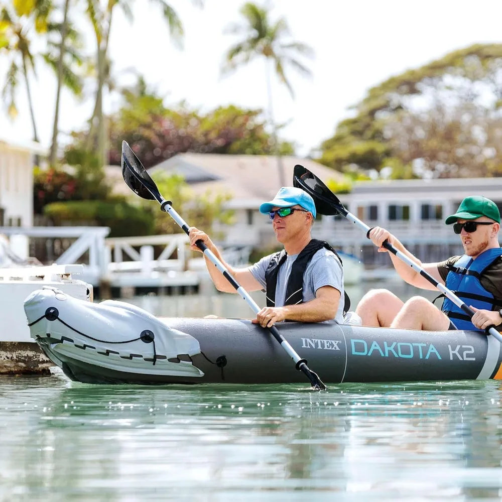 2-Person Inflatable Kayak Set, Dakota K2 with 86in Oars and Pump