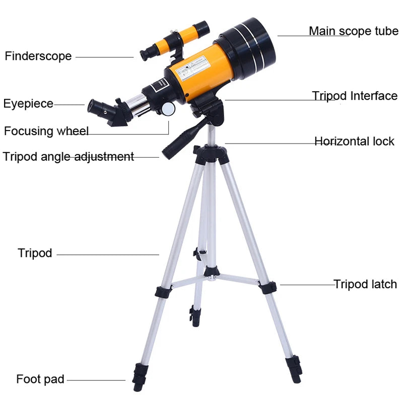 Professional Astronomical Telescope F30070 Monocular 150 Times Zoom HD Night Vision  View Moon Star  AZM70300 Stargazing
