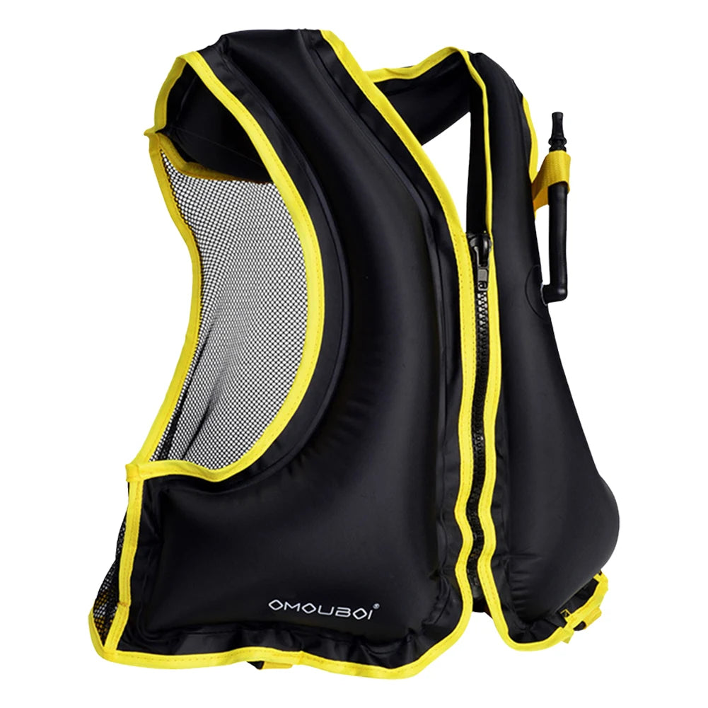 Portable Swim Jacket Adjustable Inflatable Buoyancy Vest Breathable Floating Life Vest for Snorkeling Swimming Kayaking Boating