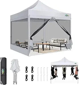 10x10 Canopy Tent, Heavy Duty Pop up Canopy with Sidewalls, Waterproof Easy Setup Canopy with Mosquito Netting, Outdoor Instant