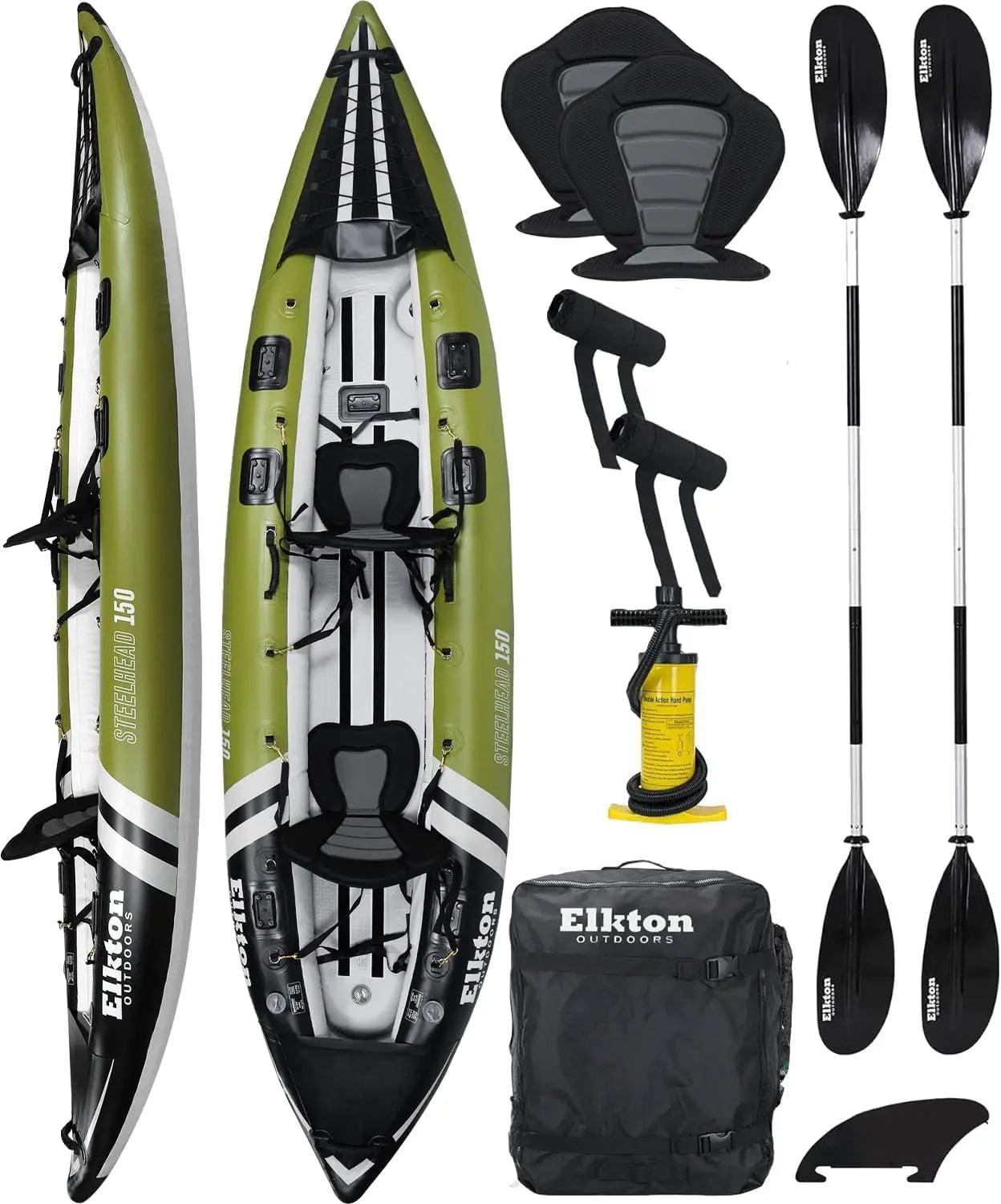 Elkton Outdoors Steelhead Inflatable Fishing Kayak Boat