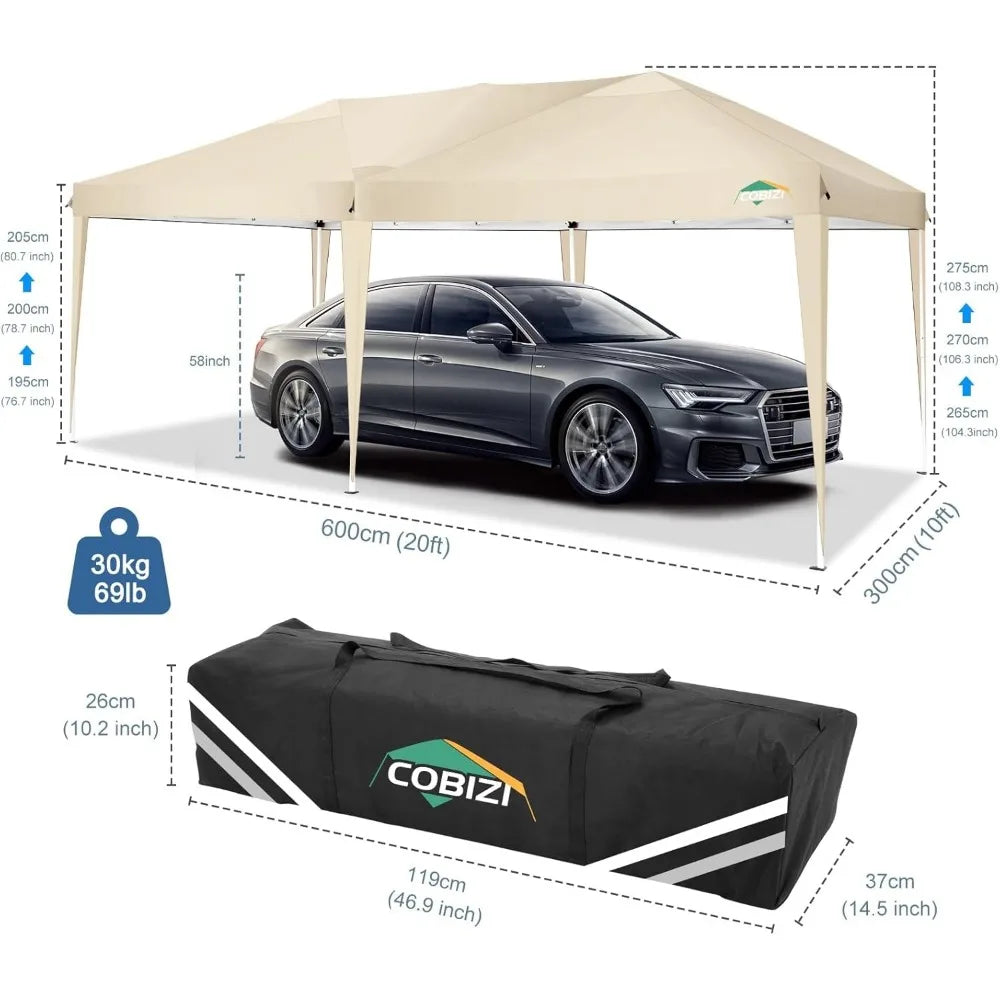 Canopy 10x20 Pop Up Canopy Tent 10x20ft Waterproof Easy Up Tents for Parties Wedding Outdoor Commercial Event Gazebo Portable I