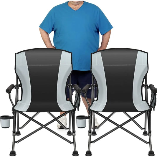2 Pack Oversized Folding Camping Chair for Adults with 450 LBS Weight Capacity Heavy Duty Design Featuring Side Pockets Foldabl