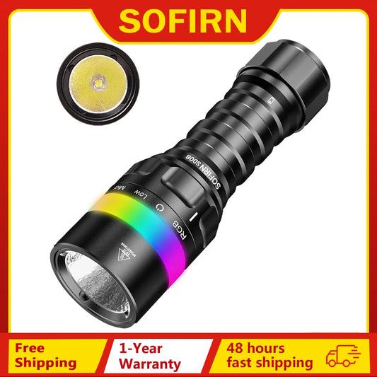 Sofirn SD08 3200lm Range 385m Diving Flashlight Powerful Rechargeable 21700 Underwater Deep Flashlight with 360° RGB Indicator