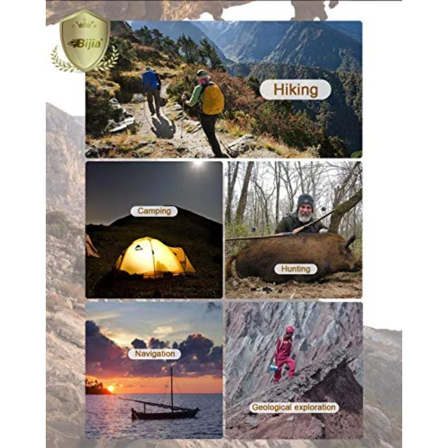 Orienteering Map Compass with Sighting Mirror Adjustable Declination Clinometer and LED Light for Hiking Camping Orienteering H