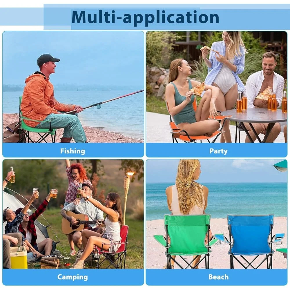 Folding Camping Chairs with Cupholder Portable Lightweight Collapsible Lawn Chairs with Carry Bag Mesh Side Pocket Outdoor