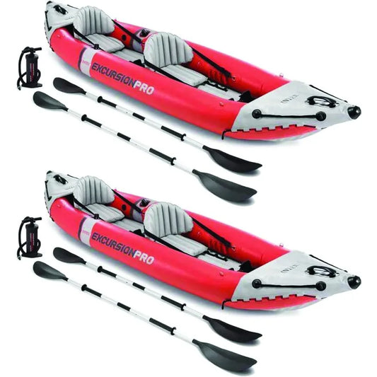 68309EP Excursion Pro K2 Inflatable Kayak Set: Includes Deluxe 86in Kayak Paddles and High-Output Pump – SuperTough PVC –