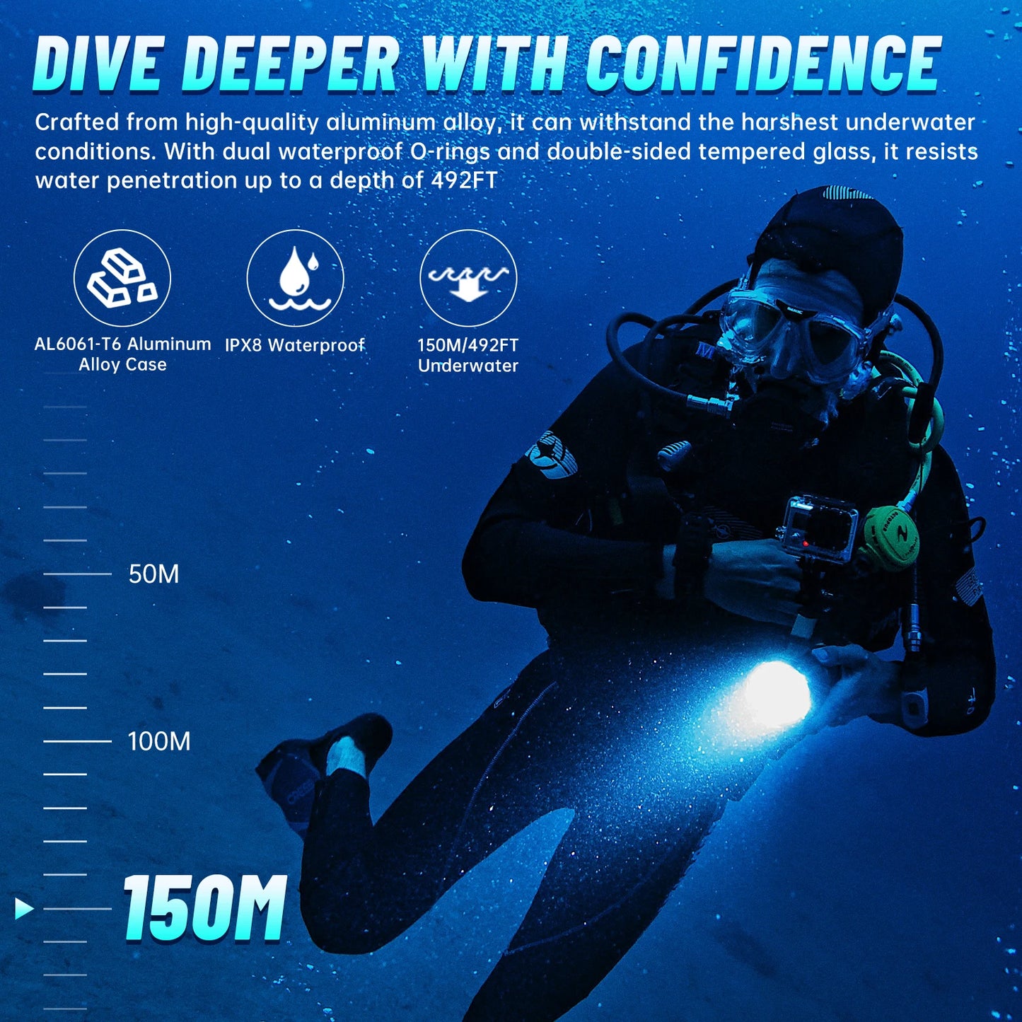 Wurkkos WK20S Professional Diving Flashlight 18650 illuminated lamp 2000LM SST40 LED Camping IPX8 Survival Outdoor Lights