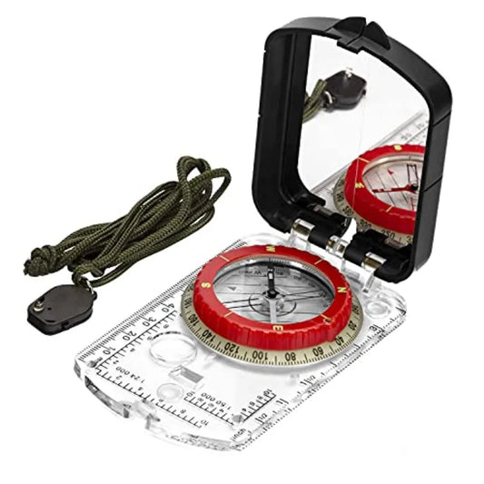 Orienteering Map Compass with Sighting Mirror Adjustable Declination Clinometer and LED Light for Hiking Camping Orienteering H