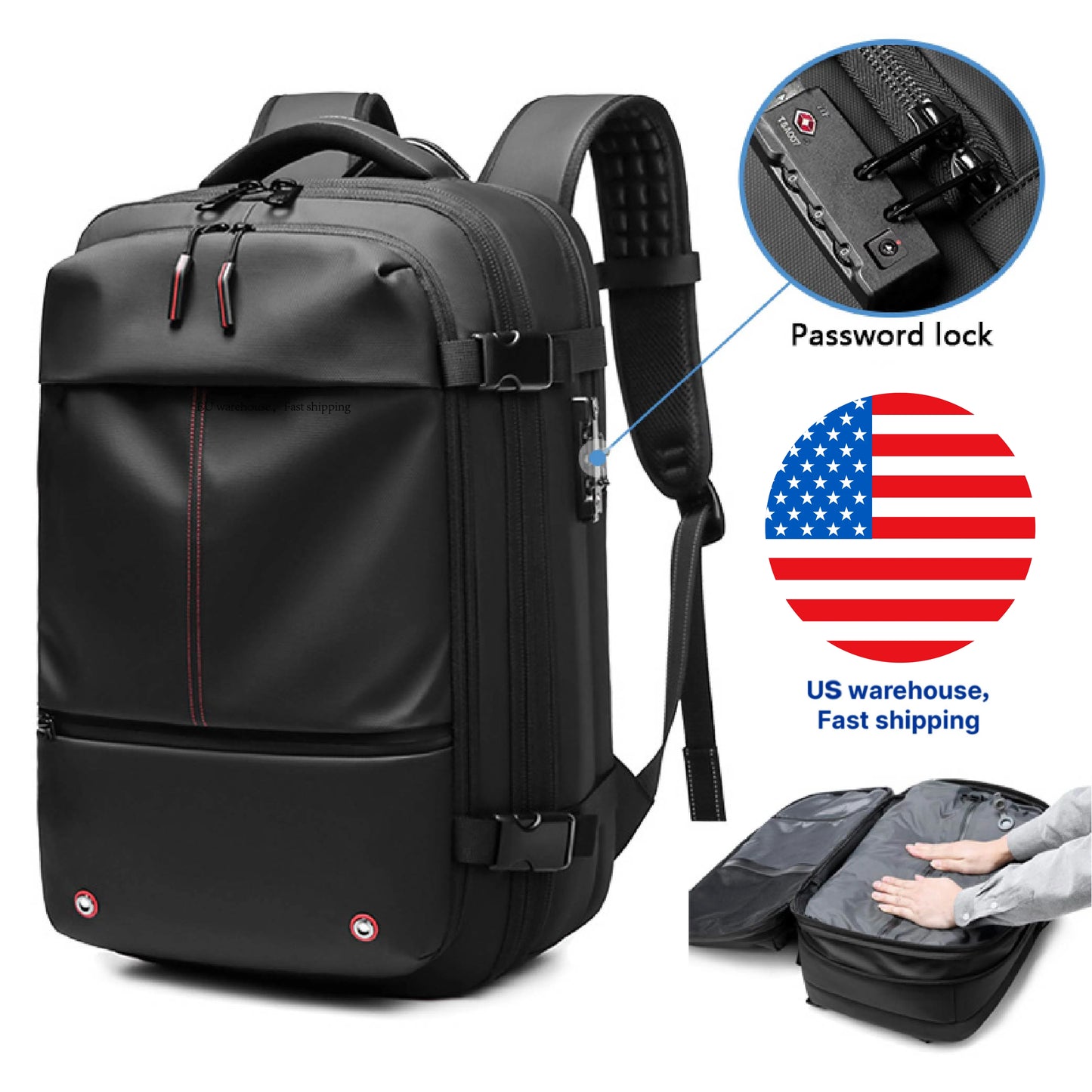 Men Travel Backpack vacuum compression 17 inch Laptop Backpack Business Large Capacity school Backpack Expanded Hiking backpack