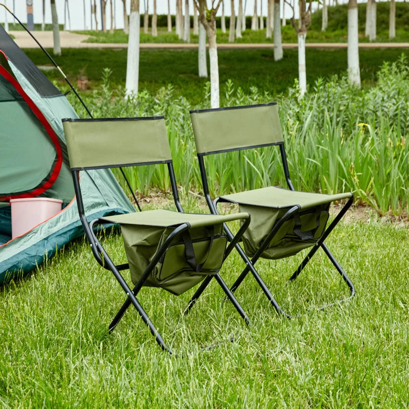 2 Piece Folding With Storage Bag Portable Chair For Indoor Outdoor Camping Picnics And Fishing Anti Slip Feet Versatile Use