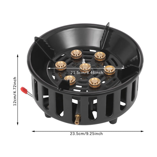 old-Rolled Steel Portable Camping Stove, 72000BTU 3-Adapter Gas Cooker, Windproof Design for Camping Hiking Picnic