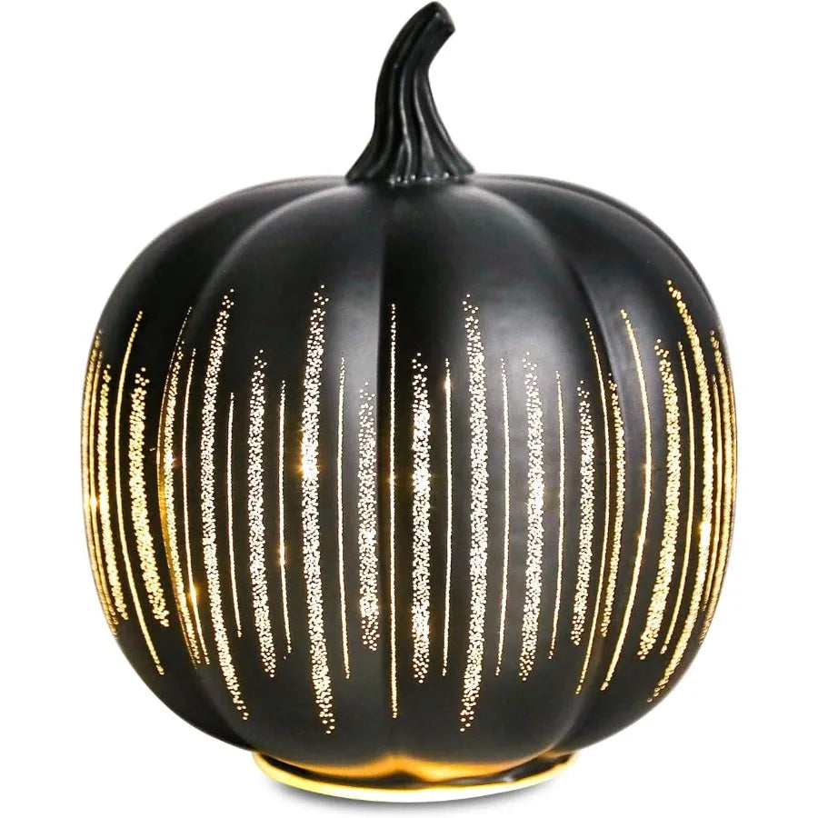 Starry Night Glass Pumpkin Lights Illuminated Light Up Fall Pumpkins Table Lamps Indoor Home Decoration for Thanksgiving Hallow