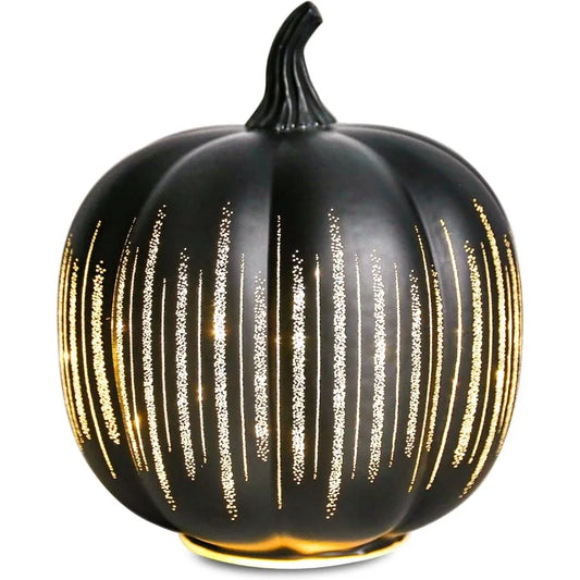 Starry Night Glass Pumpkin Lights Illuminated Light Up Fall Pumpkins Table Lamps Indoor Home Decoration for Thanksgiving Hallow