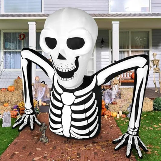 5.5 FT Long Halloween Inflatables Outdoor Decorations Skeleton with LED Lights for Yard and Garden Use Perfect for Outdoor Lawn