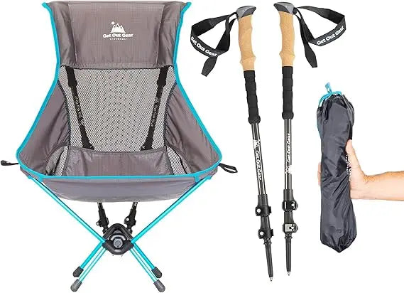 TrekChair V2 Highback Backpacking Chair | 2-in-1 Trekking Pole and Camp Chair System | Extra Large and Wide with Headrest | Ultr