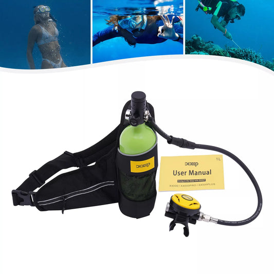 1L Portable Diving Oxygen Cylinder + Strap Set, Underwater Rebreather Mini Oxygen Cylinder for Snorkeling/Scuba Diving