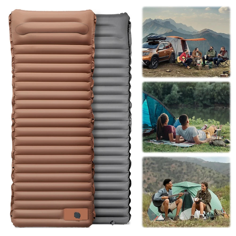 10cm Self-Inflating Sleeping Mat with Foot Pump & Pillow Ultralight Camping Mat Waterproof Camping Air Mattress for Outdoor Use
