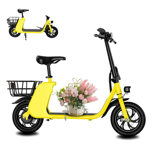 500W carbon steel electric front and rear dual disc brake bicycle for urban commuting with basket, adult electric bicycle
