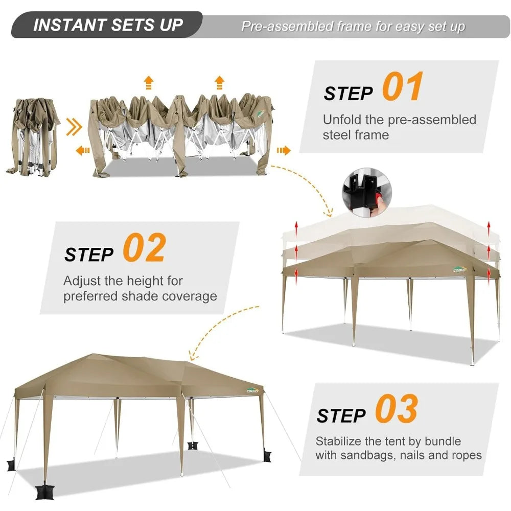 Canopy 10x20 Pop Up Canopy Tent 10x20ft Waterproof Easy Up Tents for Parties Wedding Outdoor Commercial Event Gazebo Portable I