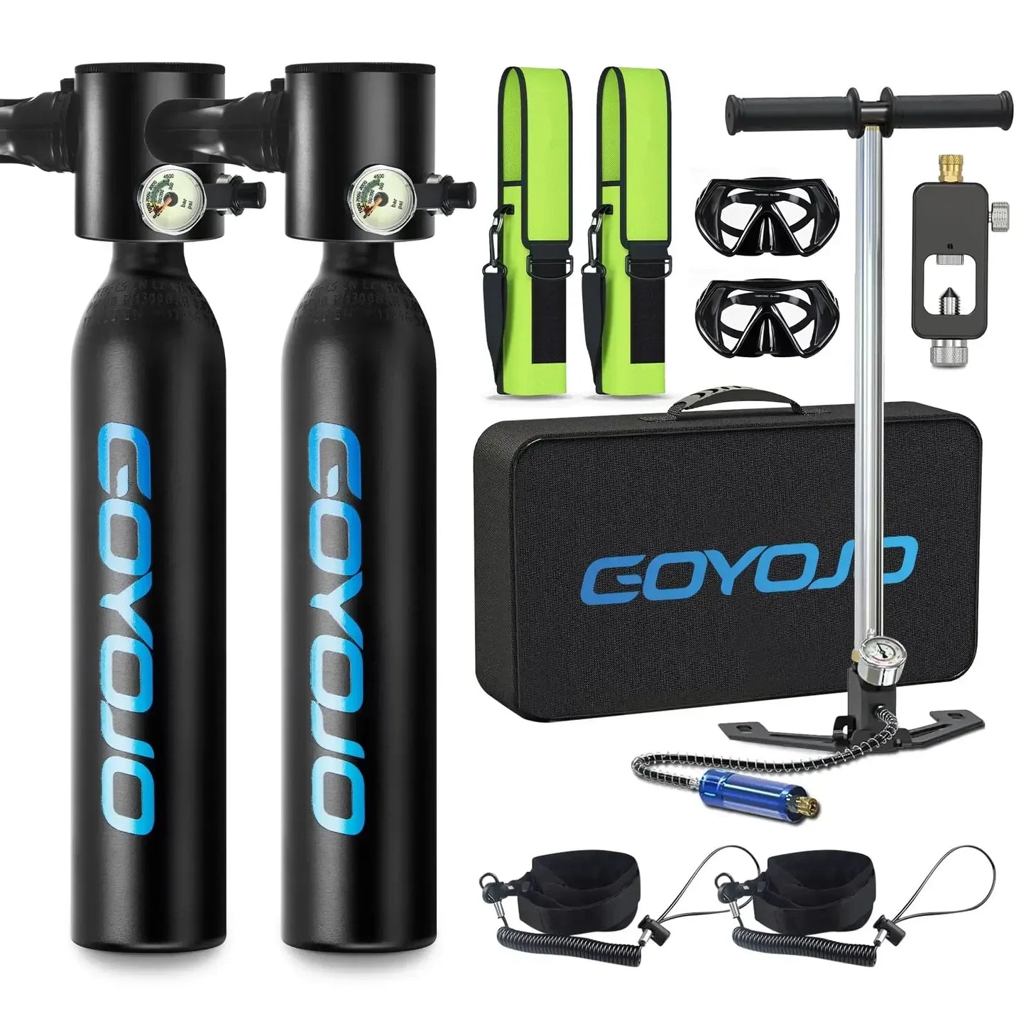 0.5L Mini Scuba Tank with Pump, Portable Diving Tank, Lung Tank Kits with 3000 PSI Max Pressure, Reusable Scuba Diving Kit Gear