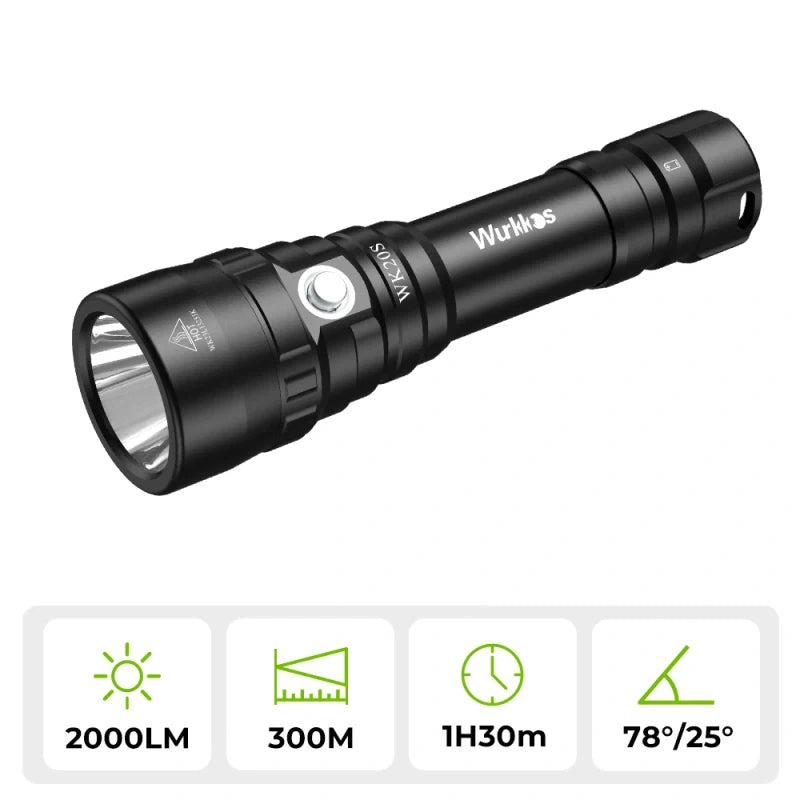 Wurkkos WK20S Professional Diving Flashlight 18650 illuminated lamp 2000LM SST40 LED Camping IPX8 Survival Outdoor Lights