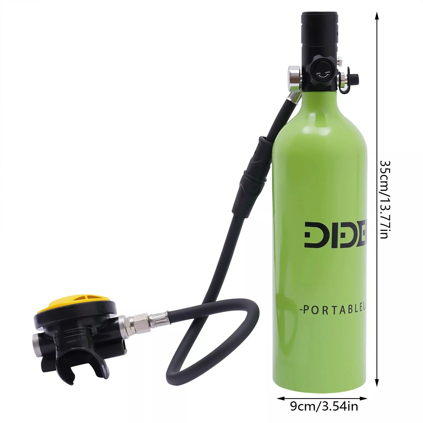 1L Portable Diving Oxygen Cylinder + Strap Set, Underwater Rebreather Mini Oxygen Cylinder for Snorkeling/Scuba Diving